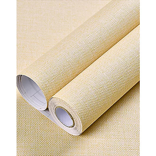 Yellow Linen Texture Vinyl Self-Adhesive Peel and Stick Wallpaper Roll, 2 x 33ft /Roll