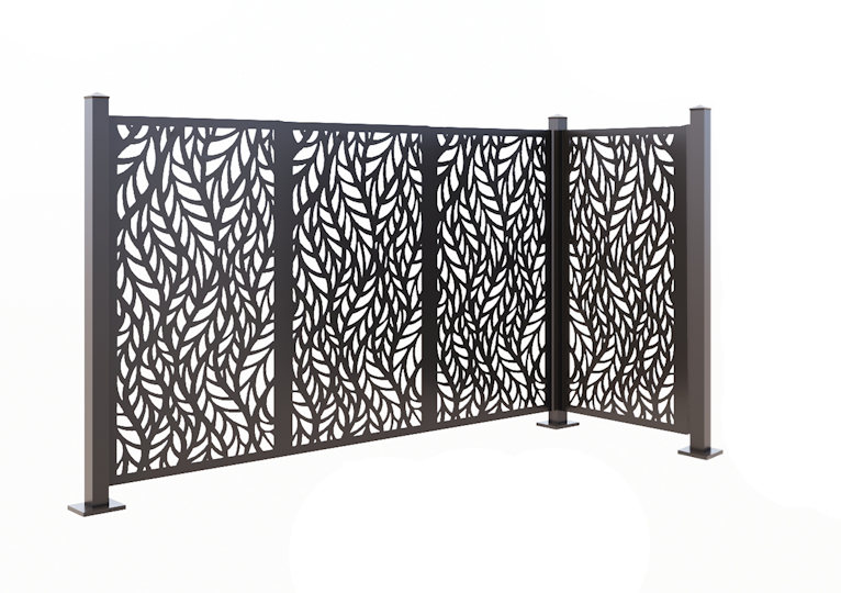 Blowing Leaves 52" Laser Cut Metal Cafe Partition 4 Panel Combo  - Vertical Stack