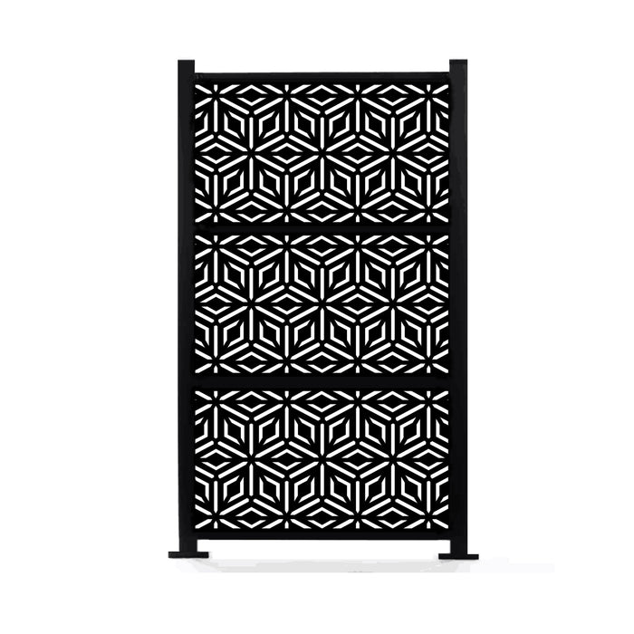 Diamond 76" x 52'' 3pc Combo Laser Cut Metal Privacy Stand Partition Fence - Horizontal Stack