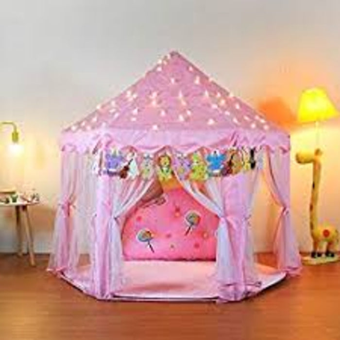 Pink Princess Tent Girls Large Playhouse Kids Castle Play Tent with Star Lights Toy for Children Indoor and Outdoor Games, 55'' x 53'' (DxH)