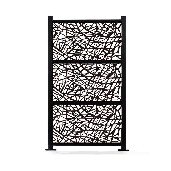 Wideline 76" x 52'' 3pc Combo Laser Cut Metal Privacy Stand Partition Fence - Horizontal Stack