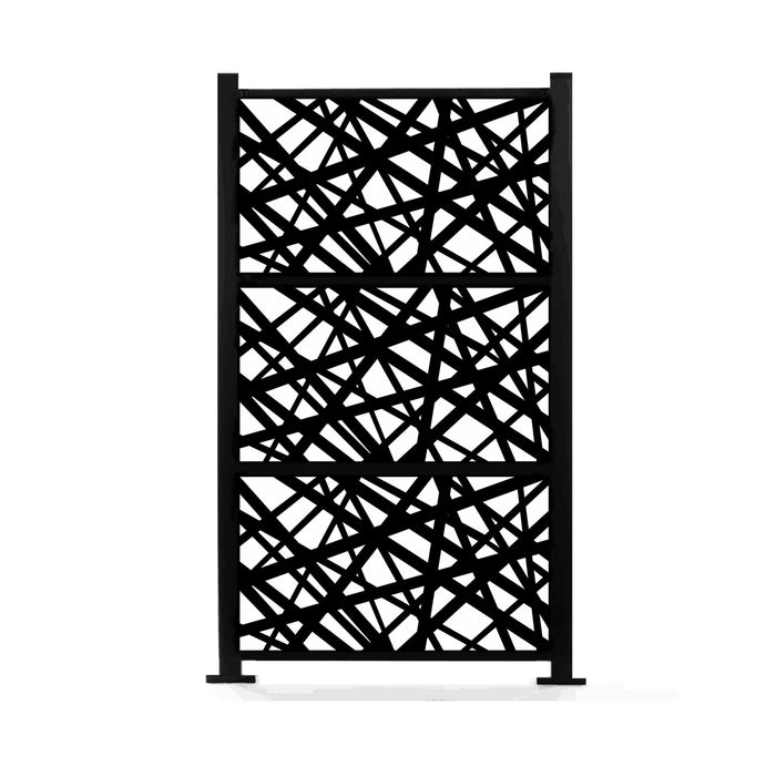 Algebra Strike 76" x 52'' 3pc Combo Laser Cut Metal Privacy Stand Partition Fence - Horizontal Stack